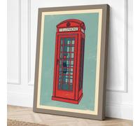 British Telephone Box Vintage Canvas Wall Art Print 36x24 Inch