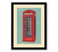 British Telephone Box Vintage Framed Wall Art Print A1 (84.1×59.4cm) Black, Wall Decor for Living Room, Bedroom, Office & Home, Ready to Hang, Art Gift