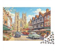 British Town Jigsaw Puzzle 1000 Pieces Recycled Paper Tudor Architecture Jigsaw Puzzles Educational Game Challenge Fun Family Game for Adults And Age 10 38x26cm/1000pcs