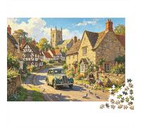 British Town Jigsaw Puzzles 1000 Pieces Recyclable Material Peaceful Village Senior Puzzles Educational Game Decompression Parent Child Game Props 38x26cm/1000pcs