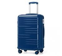 British Traveller Medium Size Suitcase Durable PC Hard Shell Luggage Suitcase Lightweight Check in Hold Luggage with 4 Spinner Wheels TSA Lock YKK Zipper(24", 64cm Navy)