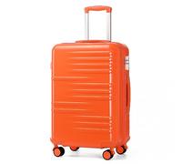 British Traveller Medium Size Suitcase Durable PC Hard Shell Luggage Suitcase Lightweight Check in Hold Luggage with 4 Spinner Wheels TSA Lock YKK Zipper(24", 64cm Orange)