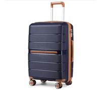 British Traveller 24" Medium Suitcase Lightweight Polypropylene Hard Shell Luggage Hold Check in Suitcase with 4 Wheels and Built-in TSA Lock(Navy, 66cm 60L)