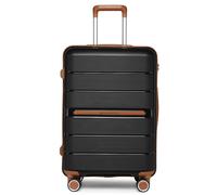 British Traveller 24" Medium Suitcase Lightweight Polypropylene Hard Shell Luggage Hold Check in Suitcase with 4 Wheels and Built-in TSA Lock(Black, 66cm 60L)