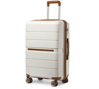 British Traveller 24" Medium Suitcase Lightweight Polypropylene Hard Shell Luggage Hold Check in Suitcase with 4 Wheels and Built-in TSA Lock(White, 66cm 60L)