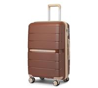 British Traveller 24" Medium Suitcase Lightweight Polypropylene Hard Shell Luggage Hold Check in Suitcase with 4 Wheels and Built-in TSA Lock(Brown)