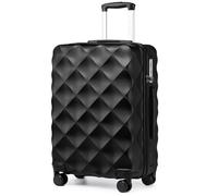 British Traveller 24" Medium Suitcase with 4 Wheels Lightweight ABS+PC Hard Shell Suitcase Hold Check in Luggage Built-in TSA Lock(Black, 64cm)
