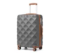 British Traveller 24" Medium Suitcase with 4 Wheels Lightweight ABS+PC Hard Shell Suitcase Hold Check in Luggage Built-in TSA Lock(GY/BN, 64cm)