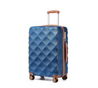 British Traveller 24" Medium Suitcase with 4 Wheels Lightweight ABS+PC Hard Shell Suitcase Hold Check in Luggage Built-in TSA Lock(NY/BN, 64cm)