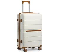 British Traveller 28 Inch Large Suitcase Lightweight PP Hard Shell Luggage Durable 23kg Check in Hold Travel Case with TSA Lock (Cream)