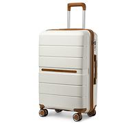 British Traveller 28" Large Suitcase Check in Hold Luggage Lightweight Polypropylene Hard Shell Luggage Durable Travel Suitcase with TSA Lock and 4 Spinner Wheels(White, 76cm 92L)
