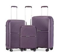 British Traveller 3-Piece Carry-On Hard Shell Suitcase Set - Lightweight, 4-Wheel TSA Lock, 20" 24" 28" Purple