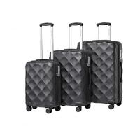 British Traveller 3 Piece Suitcase Set, Hard Shell ABS+PC Luggage, 4 Wheels