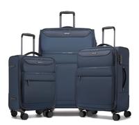 British Traveller 3 Piece Suitcase Set, Softside Luggage for Family Trips