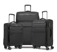 British Traveller 3 Piece Suitcase Set, Softside Luggage for Family Trips