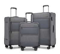 British Traveller 3PCS Softside Suitcase, Lightweight Luggage 20"/24"/28" | 20/24/28 inch Trolley Set, Silent 360° Wheels & Lock, Airline Approved for Business, City Breaks & Family Overseas Trips
