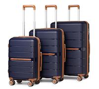 British Traveller 3PCS Suitcase Set 28+24+20 Inch, Hardshell PP Luggage Set