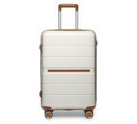 British Traveller Cabin Suitcase Lightweight Hard Shell Carry On Hand Luggage Suitcase with 4 Wheels Spinner and TSA Lock (Cream)