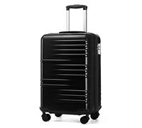 British Traveller Cabin Suitcase Lightweight PC Carry On Luggage Suitcase Hard Shell Hand Luggage with 4 Spinner Wheels, 3 Digit Combination Lock(20", Black)