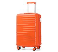 British Traveller Cabin Suitcase Lightweight PC Carry On Luggage Suitcase Hard Shell Hand Luggage with 4 Spinner Wheels, 3 Digit Combination Lock(20", Orange)