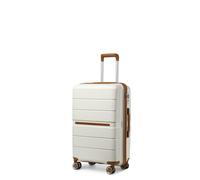 British Traveller Carry On Suitcase, Lightweight Hard Shell Cabin Luggage | Small Suitcase with 360° Silent Wheels, Telescopic Handle, Ideal for Weekend Trips, Short Breaks and Cabin Travel, Cream