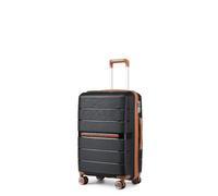British Traveller Carry On Suitcase, Lightweight Hard Shell Cabin Luggage | Small Suitcase with 360° Silent Wheels, Telescopic Handle, Ideal for Weekend Trips, Short Breaks and Cabin Travel, Black