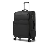 British Traveller Expandable 24" Medium Suitcase Lightweight Softside Hold Check in Luggage with 4 Wheels, Black