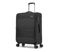 British Traveller Expandable 24" Medium Suitcase Lightweight Softside Hold Check in Luggage with 4 Wheels and Built-in TSA Lock, Black