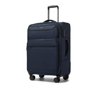 British Traveller Expandable 24" Medium Suitcase Lightweight Softside Hold Check in Luggage with 4 Wheels, Navy