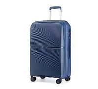 British Traveller Hand Luggage Suitcase Lightweight PP Cabin Suitcase Hard Shell Small Suitcase with 4 Wheels Spinner and TSA Lock(Navy, 55cm)