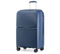 British Traveller Large 4-Wheel Lightweight Polypropylene 23kg Hard Shell Suitcase Durable Check in Hold Suitcase with TSA Lock (Navy)