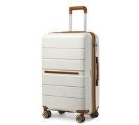 British Traveller 28" Large Suitcase Check in Hold Luggage Lightweight Polypropylene Hard Shell Luggage Durable Travel Suitcase with TSA Lock and 4 Spinner Wheels(White, 76cm 92L)