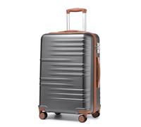 British Traveller Medium Size Suitcase Durable PC Hard Shell Luggage Suitcase Lightweight Check in Hold Luggage with 4 Spinner Wheels TSA Lock YKK Zipper(24", 64cm Grey Brown)