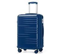 British Traveller Medium Size Suitcase Durable PC Hard Shell Luggage Suitcase Lightweight Check in Hold Luggage with 4 Spinner Wheels TSA Lock YKK Zipper(24", 64cm Navy)