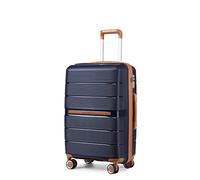 British Traveller Medium Suitcase, Lightweight Hard Shell Luggage | 24 Inch Luggage with 360° Silent Wheels, Travel Lock, Telescopic Handle for Studying Abroad, Cruises, Grey