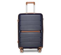British Traveller Medium Suitcase with 4 Wheels Lightweight Polypropylene Hard Shell Luggage Hold Check in Suitcase with Built-in TSA Lock(Navy)