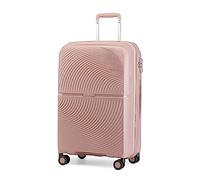 British Traveller Medium Suitcase with 4 Wheels Lightweight Polypropylene Hard Shell Suitcase Hold Check in Suitcase Built-in TSA Lock(Nude)