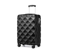British Traveller Small Cabin Suitcase Hard Shell Carry On Hand Luggage Suitcase with 4 Wheels Spinner and TSA Lock (Black, 54cm)