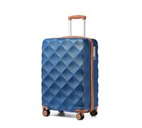 British Traveller Small Cabin Suitcase Hard Shell Carry On Hand Luggage Suitcase with 4 Wheels Spinner and TSA Lock (NY/BN, 54cm)