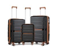 British Traveller Suitcase Carry On Luggage Large Suitcase with 4 Wheels TSA Lock 20" 24" 28" Travel Trolley Case(Black)