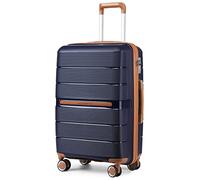 British Traveller Suitcase Check in Hold Luggage Lightweight PP Hard Shell Travel Trolley Suitcase with 4 Spinner Wheels TSA Lock (Navy, 76cm 92L)