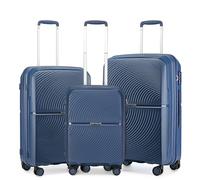 British Traveller Suitcase Set of 3 Carry On Hand Cabin Luggage Lightweight Hard Shell Checked in Luggage with 4 Wheels TSA Lock 20" 24" 28" Travel Suitcase(Navy)