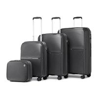 British Traveller Suitcase Set of 4 Hand Cabin Luggage Lightweight Checked in with 4 Spinner Wheels TSA Lock 14" 20" 24" 28" Travel Suitcase