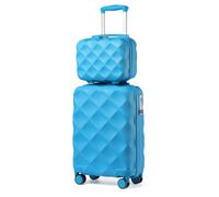 British Traveller Suitcase Sets of 2 Lightweight ABS+PC Hard Shell Suitcase with TSA Lock Spinner Wheels Travel Carry On Hand Cabin Luggage with Beauty Case (Set of 2, R/BE)
