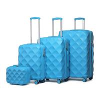 British Traveller Suitcase Sets of 4 Carry On Hand Cabin Luggage Lightweight Hard Shell Checked in Suitcase with 4 Spinner Wheels TSA Lock 13" 20" 24" 28" Travel Trolley Case(4 Pcs Set, R/BE)