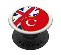 British Turkish Flag Turkey England UK Great Britain Turkey PopSockets Swappable PopGrip