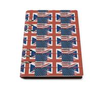 British U.S.A Flag Leather Ruled Notebook with 90 Sheets Loose Leaf Notebooks Daily Journal for Women Men