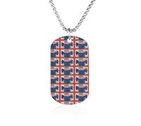 British U.S.A Flag Memory Necklace Jewelry Hip Hop Chain Pendant Statement Necklaces for Men Women 23.6in（60cm）