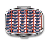 British U.S.A Flag Portable Pill Organizer with 2 Compartments Square Medicine Box Compact Travel Pharmacy Case