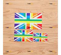 British UK Flag Union Jack LGBT Gay Pride Rainbow Vinyl Decal Sticker - 3 Pack Reflective, 7.6cm, 10.2cm, 15.2cm - for Car Boat Laptop Cup